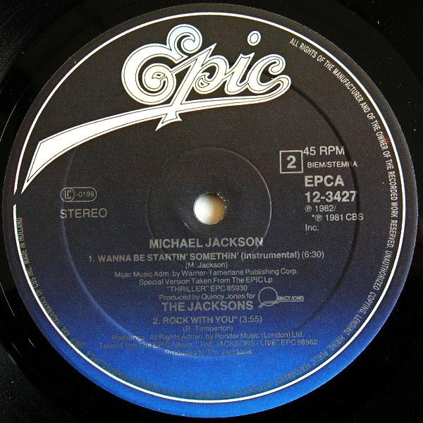 Michael Jackson : Wanna Be Startin' Somethin' (12", Maxi)