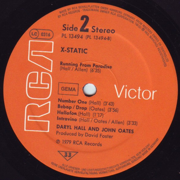 Daryl Hall & John Oates : X-Static (LP, Album, RE, Ora)