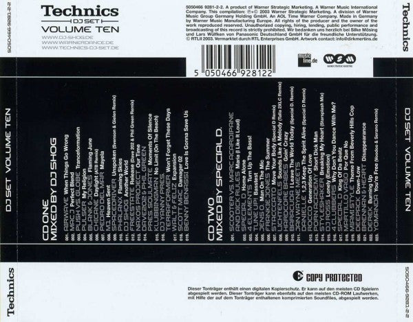 DJ Shog & Special D. : Technics DJ Set Volume Ten (2xCD, Comp, Copy Prot., Mixed)