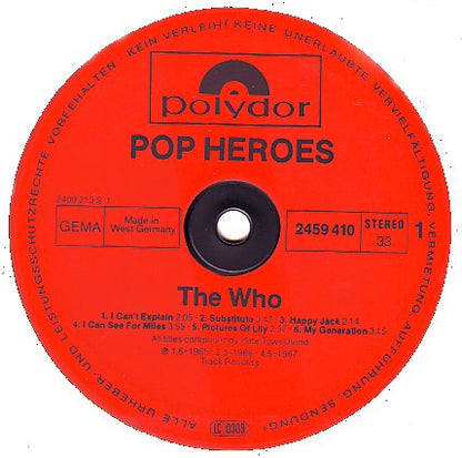 The Who : Pop Heroes  The Who (LP, Comp)