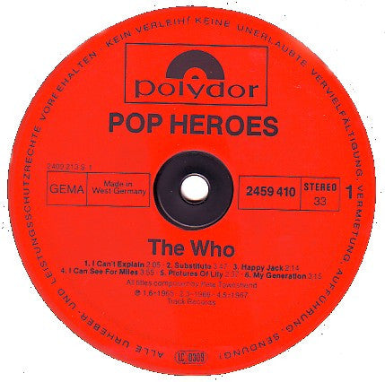 The Who : Pop Heroes  The Who (LP, Comp)
