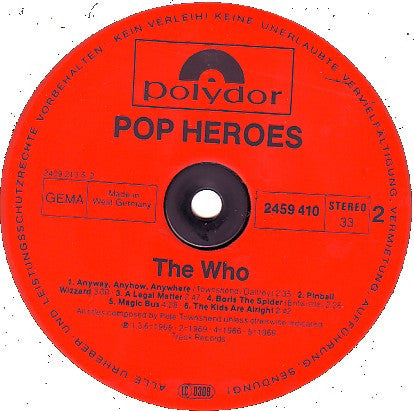 The Who : Pop Heroes  The Who (LP, Comp)