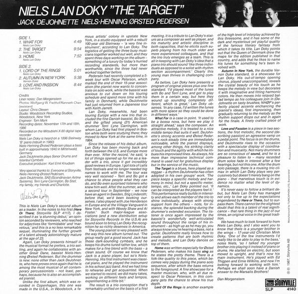 Niels Lan Doky And Niels-Henning Ørsted Pedersen And Jack De Johnette* : The Target (LP, Album)