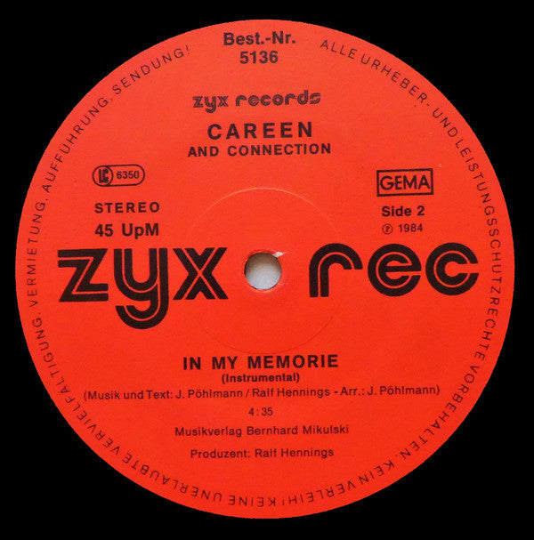 Careen And Connection* : In My Memorie (12", Maxi)