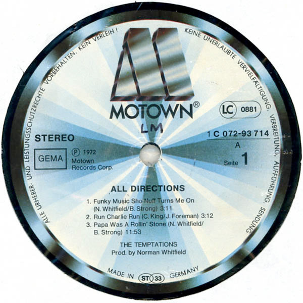 The Temptations : All Directions (LP, Album, RE)