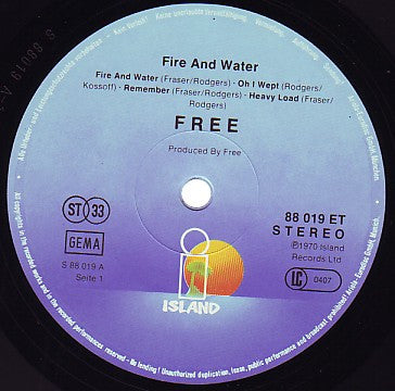 Free : Fire And Water (LP, Album, RE)