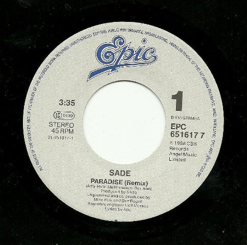 Sade : Paradise (7", Single)