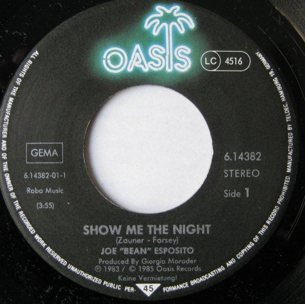 Joe Esposito : Show Me The Night (7", Single)