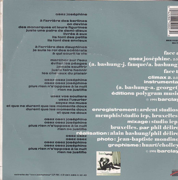 Alain Bashung : Osez Joséphine (7", Single)