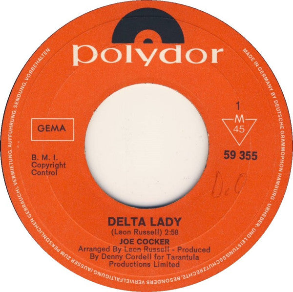 Joe Cocker : Delta Lady (7", Single, Mono)