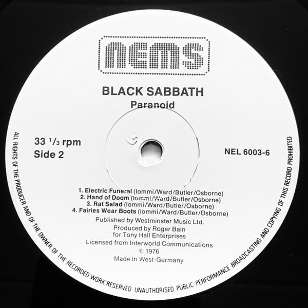 Black Sabbath : Paranoid (LP, Album, RE)