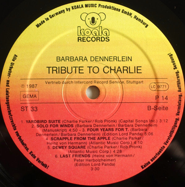 Barbara Dennerlein : Tribute To Charlie (LP, Album)