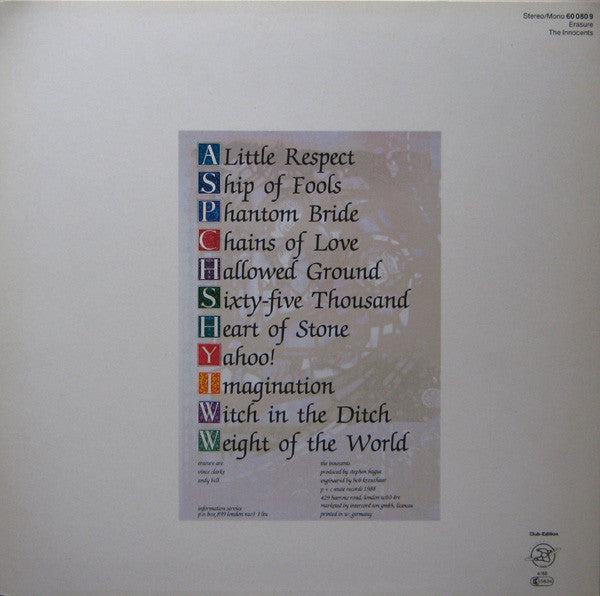 Erasure : The Innocents (LP, Album, Club)