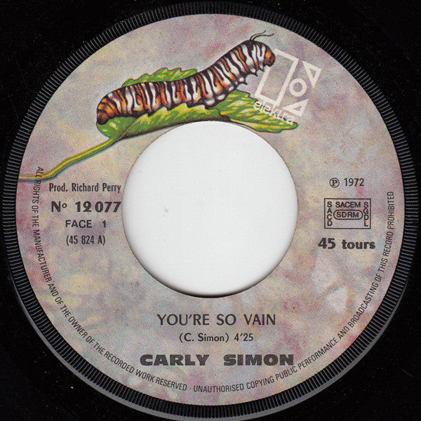 Carly Simon : You're So Vain (7", Single)