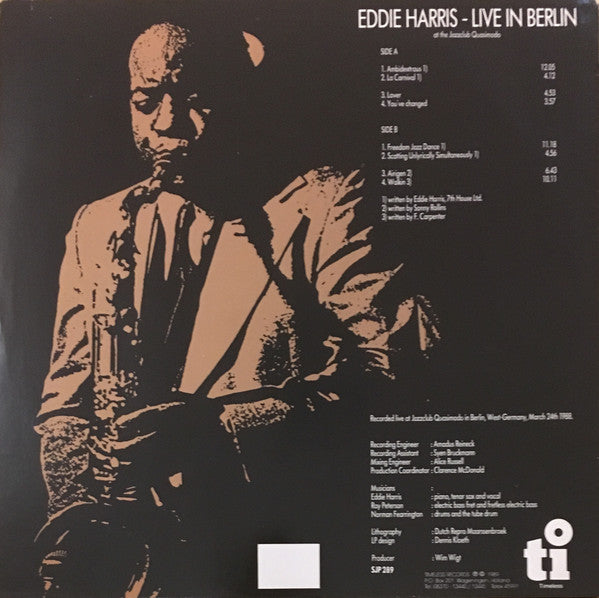 Eddie Harris : Live In Berlin At The Jazzclub Quasimodo (LP, Album, Ste)