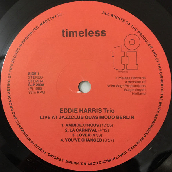 Eddie Harris : Live In Berlin At The Jazzclub Quasimodo (LP, Album, Ste)