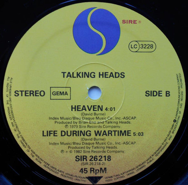 Talking Heads : Take Me To The River (Live) / Heaven/Life During Wartime (Live) (12", Maxi, Ltd)
