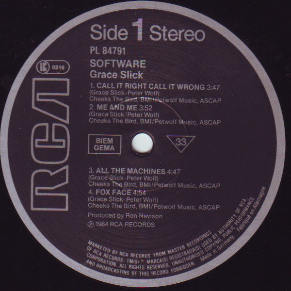 Grace Slick : Software (LP, Album)