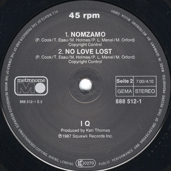 IQ (7) : Promises (As The Years Go By) (12", Maxi)