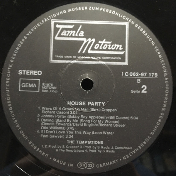 The Temptations : House Party (LP, Album)