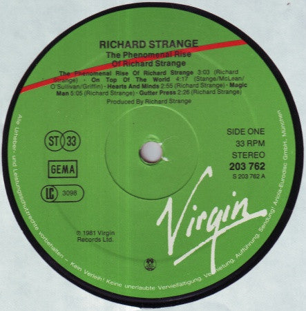 Richard Strange : The Phenomenal Rise Of Richard Strange (LP, Album)