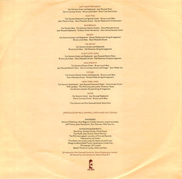 Cat Stevens : Back To Earth (LP, Album)