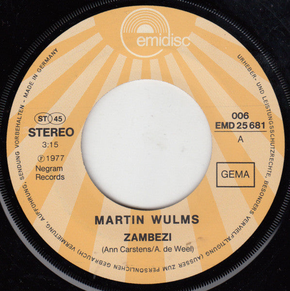 Martin Wulms : Zambezi (7", Single)