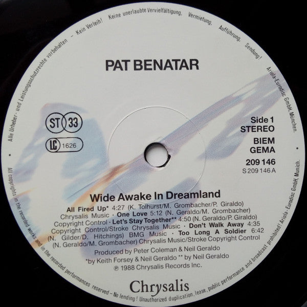 Pat Benatar : Wide Awake In Dreamland (LP, Album)
