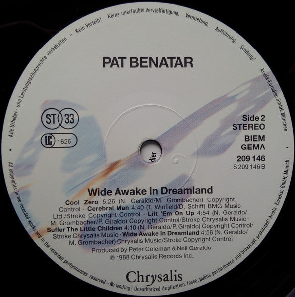 Pat Benatar : Wide Awake In Dreamland (LP, Album)