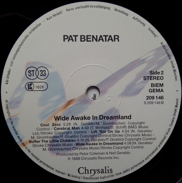 Pat Benatar : Wide Awake In Dreamland (LP, Album)