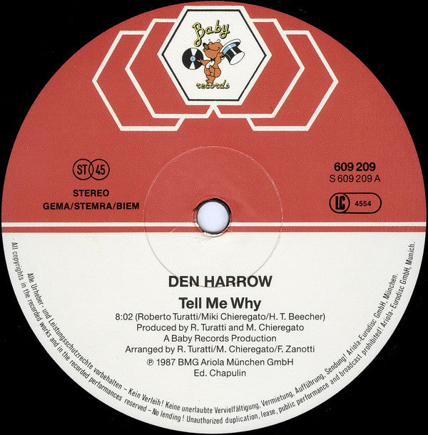 Den Harrow : Tell Me Why (12", Maxi)