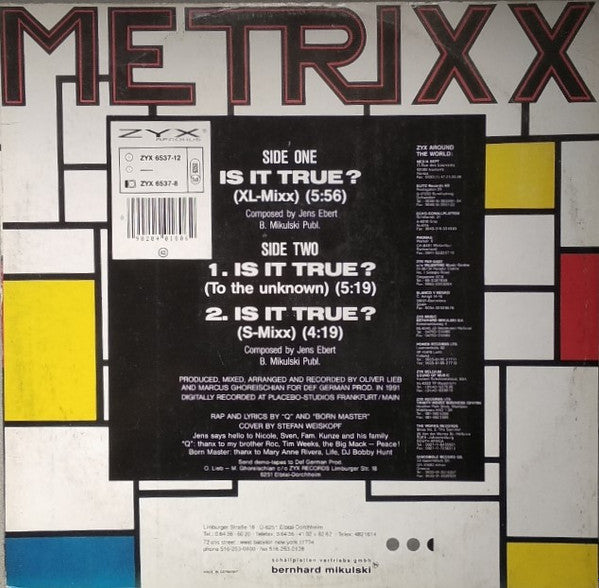 Metrixx : Is It True? (12", Maxi)