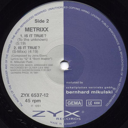 Metrixx : Is It True? (12", Maxi)