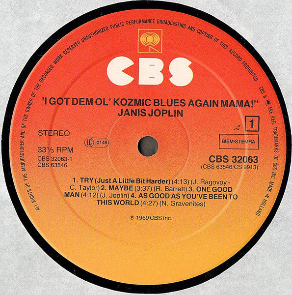 Janis Joplin : I Got Dem Ol' Kozmic Blues Again Mama! (LP, Album, RE)