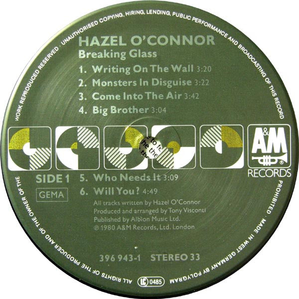 Hazel O'Connor : Breaking Glass (LP, Album, RE)