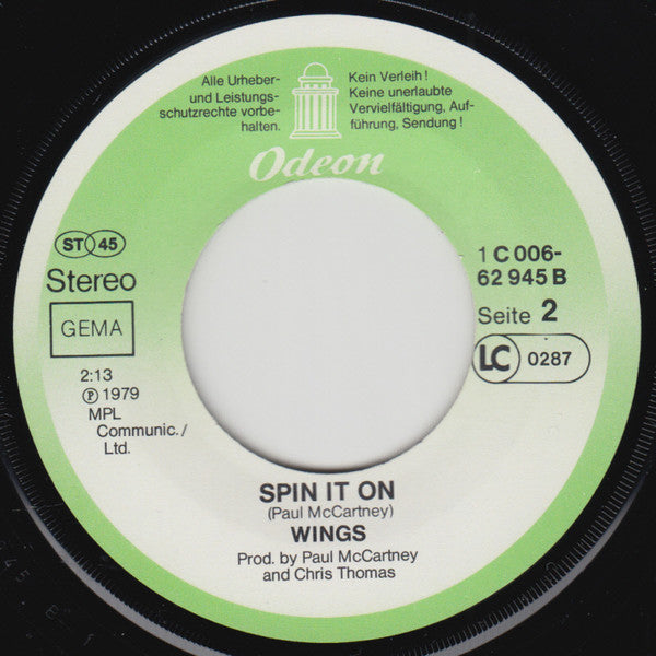Wings (2) : Getting Closer (7", Single)