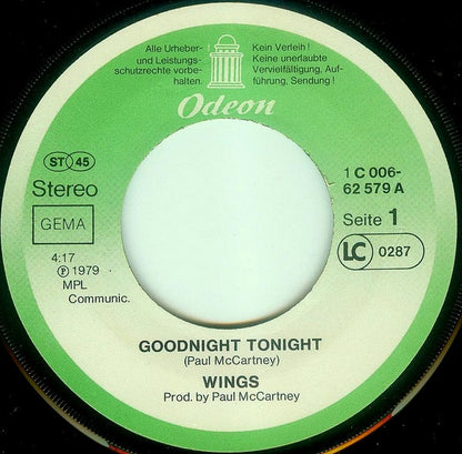 Wings (2) : Goodnight Tonight (7", Single)