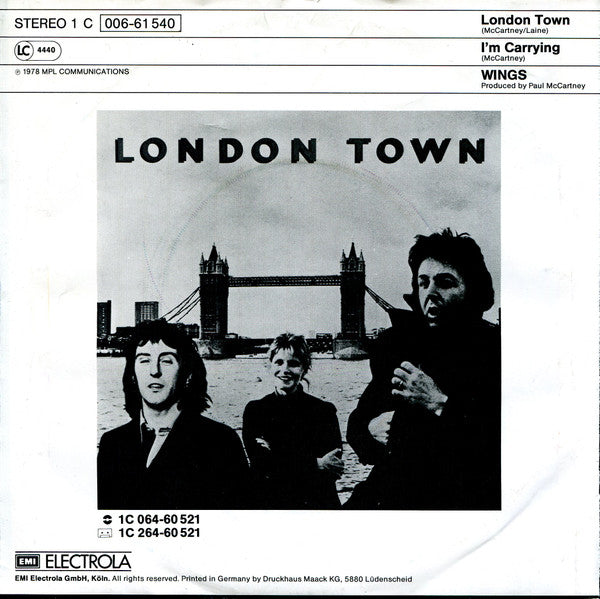 Wings (2) : London Town (7", Single)