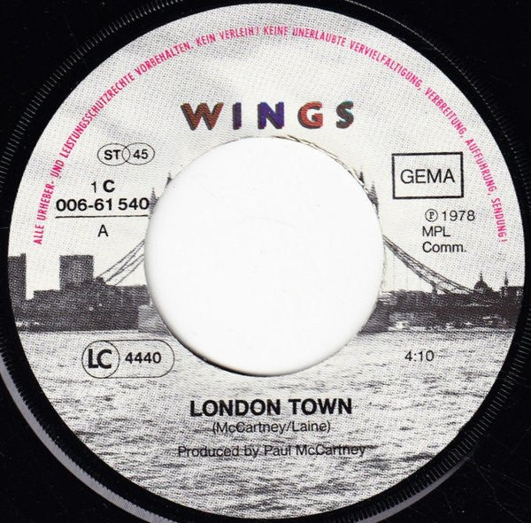 Wings (2) : London Town (7", Single)