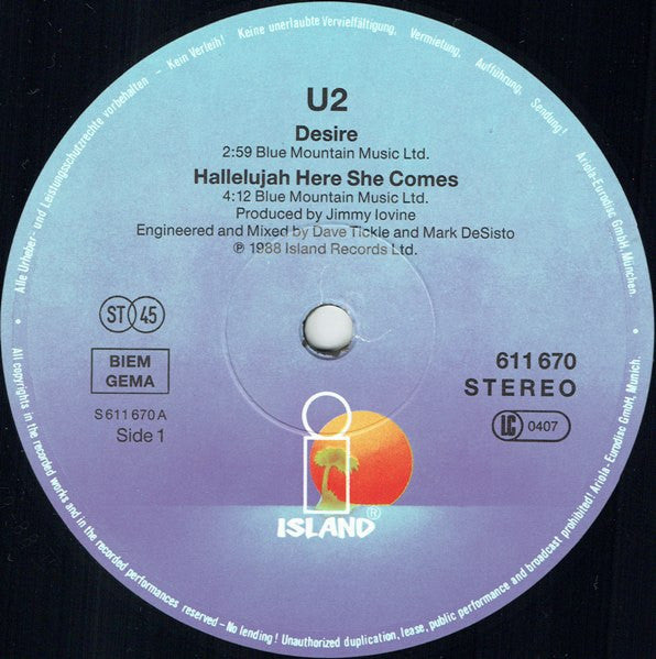 U2 : Desire (12", Maxi)