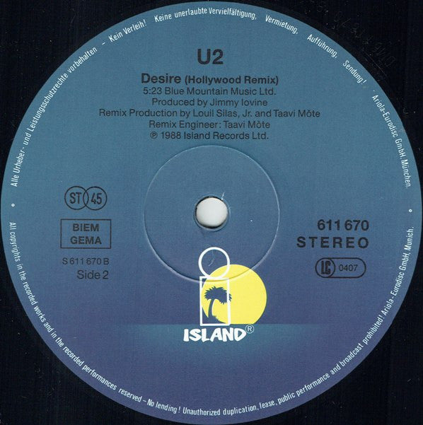 U2 : Desire (12", Maxi)