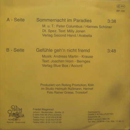 Frank Morell (2) : Sommernacht Im Paradies (7", Single)