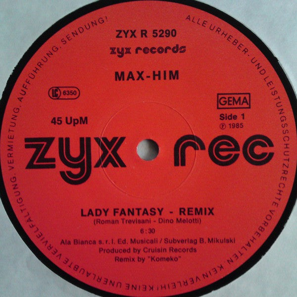 Max-Him : Lady Fantasy (Remix) / No Escape (Remix) (12", Maxi)