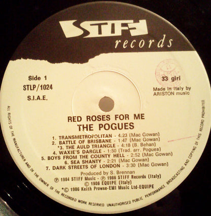 The Pogues : Red Roses For Me (LP, Album, RE)
