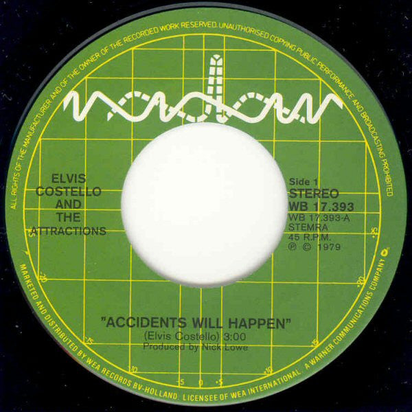 Elvis Costello And The Attractions* : Accidents Will Happen (7", Single)