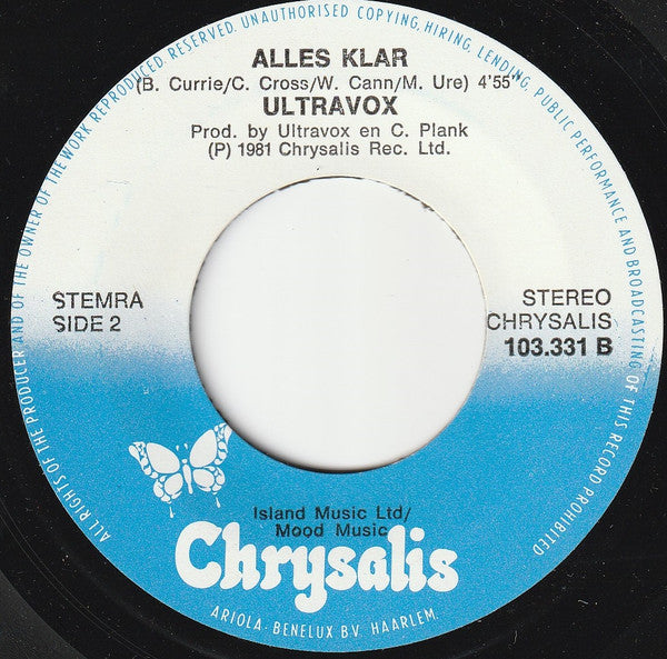 Ultravox : All Stood Still (7", Single)