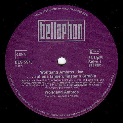 W. Ambros* : Live (...Auf Ana Langen, Finster'n Stroß'n) (2xLP, Album)