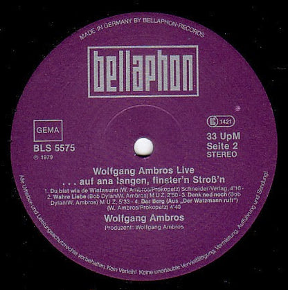 W. Ambros* : Live (...Auf Ana Langen, Finster'n Stroß'n) (2xLP, Album)