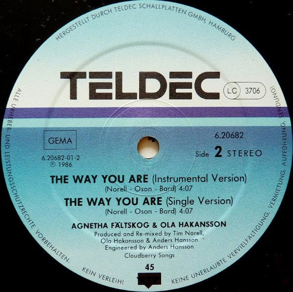 Agnetha Fältskog & Ola Håkansson : The Way You Are (12", Maxi)