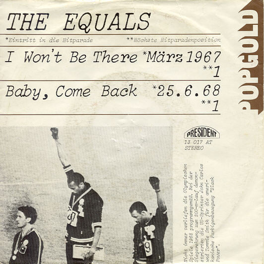 The Equals : I Won't Be There / Baby, Come Back (7", Single)
